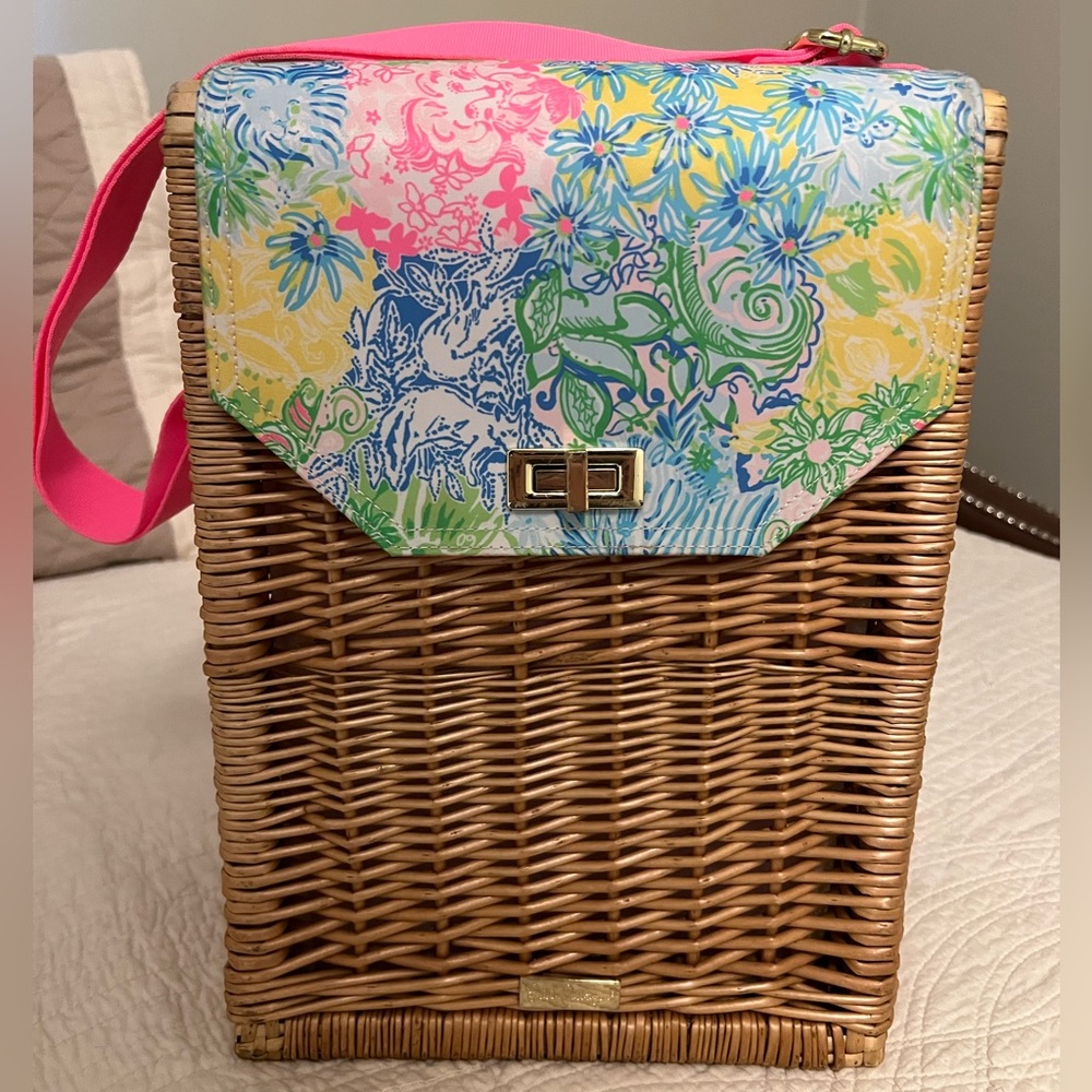Floral Wicker Lily Pulitzer Picnic Tote Bag